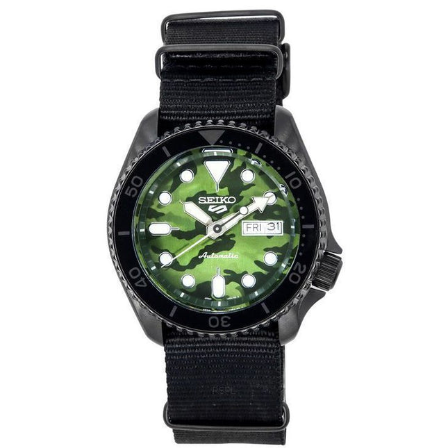 Seiko 5 Sports SKX Street Style Nylon Strap Camouflage Dial Automatic  SRPJ37K1 100M Mens Watch