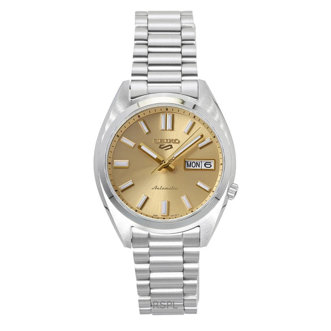 Seiko 5 Sports SNXS Stainless Steel Gold Dial Automatic SRPL59K1 100M Men's Watch