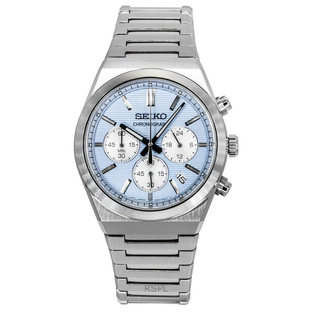 Seiko Conceptual Chronograph Stainless Steel Light Blue Dial Quartz SSB459P1 100M Men's Watch