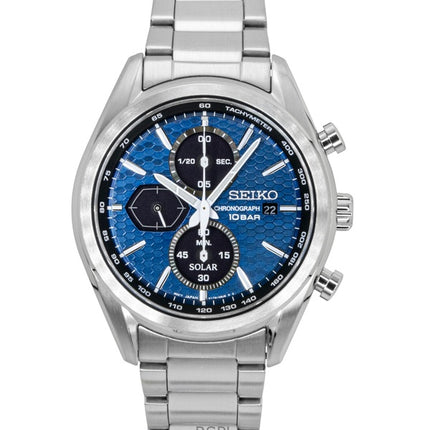 Seiko Chronograph Stainless Steel Blue Dial Solar SSC801P1 100M Men's Watch