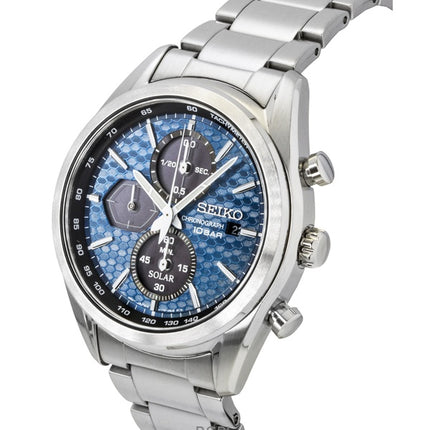 Seiko Chronograph Stainless Steel Blue Dial Solar SSC801P1 100M Men's Watch