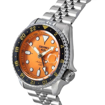 Seiko 5 Sports SKX Sports Style GMT Stainless Steel Orange Dial 24 Jewels Automatic SSK005J1 100M Men's Watch