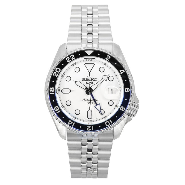Seiko 5 Sports SKX GMT Stainless Steel White Dial Automatic SSK033K1 100M Men's Watch