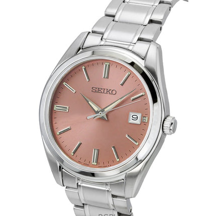 Seiko Stainless steel Salmon Dial Quartz SUR523P1 100M Men's Watch