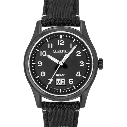 Seiko Classic Nylon Strap Black Dial Quartz SUR571P1 100M Men's Watch