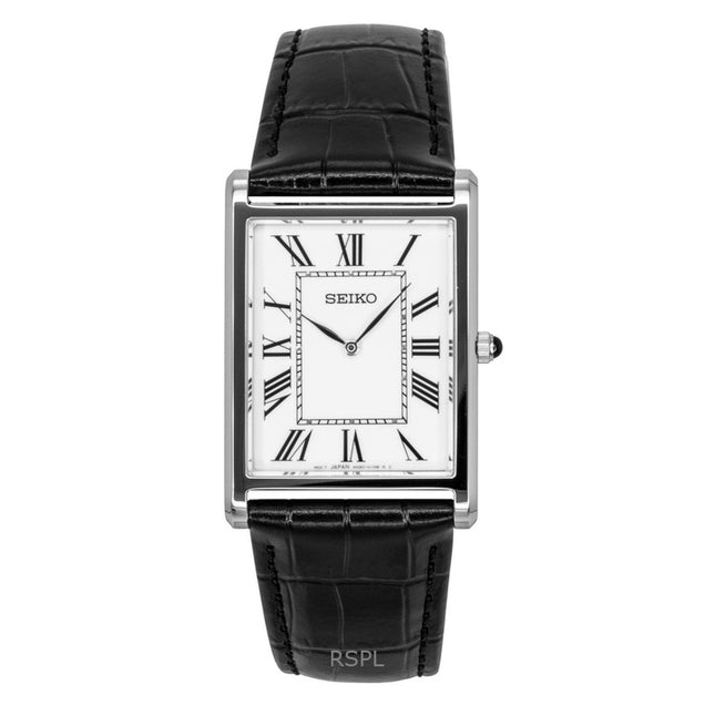 Seiko Conceptual Leather Strap White Dial Quartz SWR103P1 Men's Watch