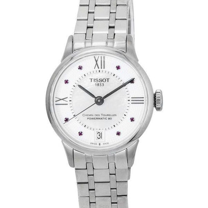 Tissot T-Classic Chemin Des Tourelles White Mother of Pearl Rubies Dial Automatic T099.207.11.113.00 Women's Watch
