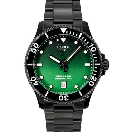Tissot Seastar 1000 Stainless Steel Green Dial Quartz Diver's T120.410.33.091.00 300M Men's Watch