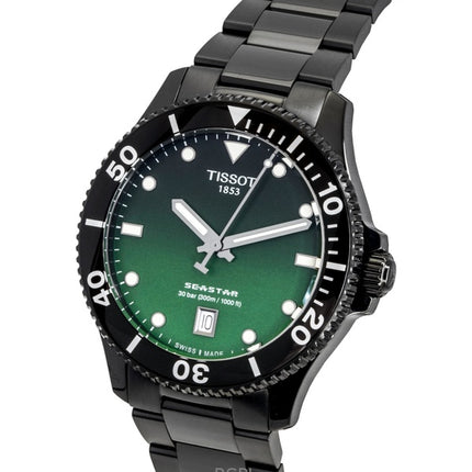 Tissot Seastar 1000 Stainless Steel Green Dial Quartz Diver's T120.410.33.091.00 300M Men's Watch