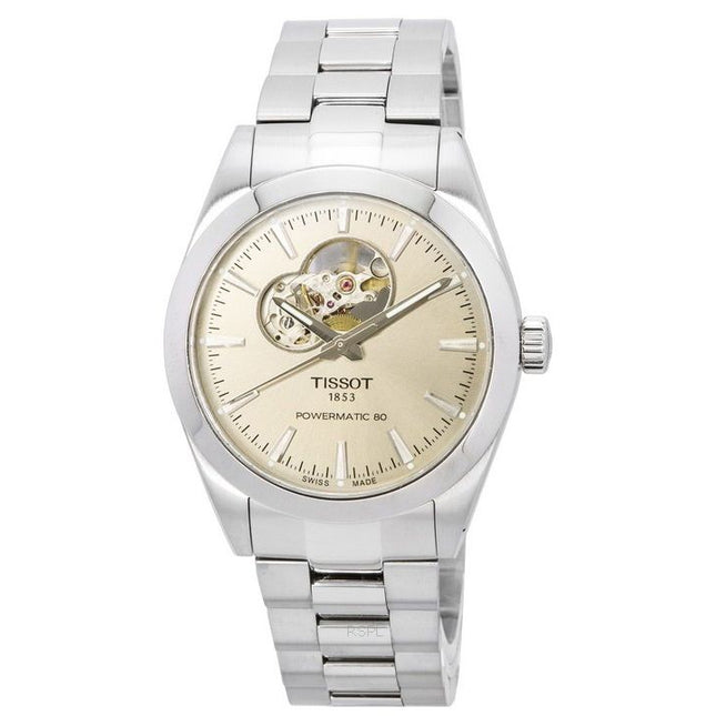 Tissot T-Classic Gentleman Powermatic 80 Stainless Steel Open Heart Sunray Dial Automatic T127.407.11.081.00 100M Men's Watch