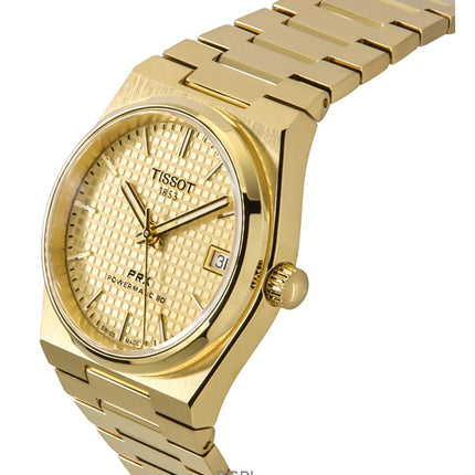 Tissot PRX Powermatic 80 Gold Tone Stainless Steel Champagne Dial Automatic T137.207.33.021.00 100M Unisex Watch