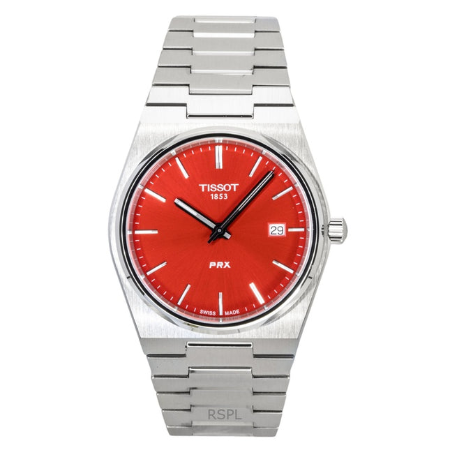 Tissot PRX Stainless Steel Red Dial Quartz T137.410.11.421.00 100M Men's Watch