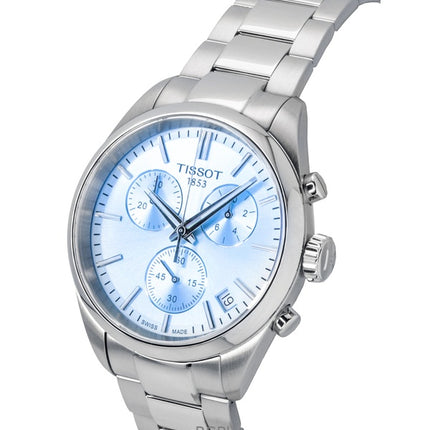 Tissot PR 100 Chronograph Stainless Steel Ice Blue Dial Quartz T150.417.11.351.00 100M Men's Watch