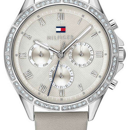 Tommy Hilfiger Ari Crystal Accents Grey Dial Leather Strap Quartz 1782139 Womens Watch
