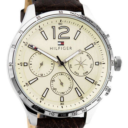 Tommy Hilfiger Gavin Beige Dial Leather Strap Quartz 1791467 Mens Watch