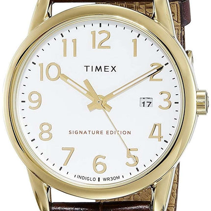 Timex Easy Reader Signature Edition Leather Strap Quartz TW2R65100 Mens Watch