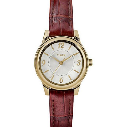Timex Core Silver Dial Leather Strap Quartz TW2R85800 Womens Watch