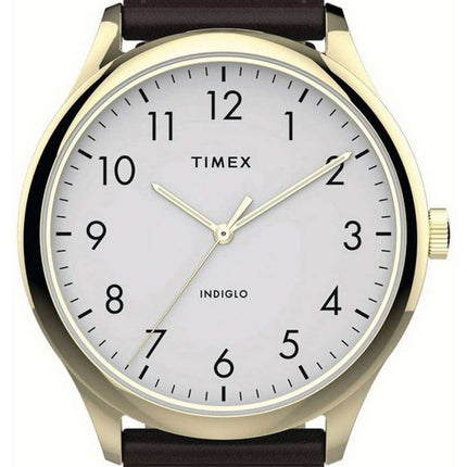 Timex Modern Easy Reader White Dial Leather Strap Quartz TW2T71600 Mens Watch