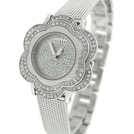 Guess Silver Tone Floral Mesh U0139L1 Women's Watch
