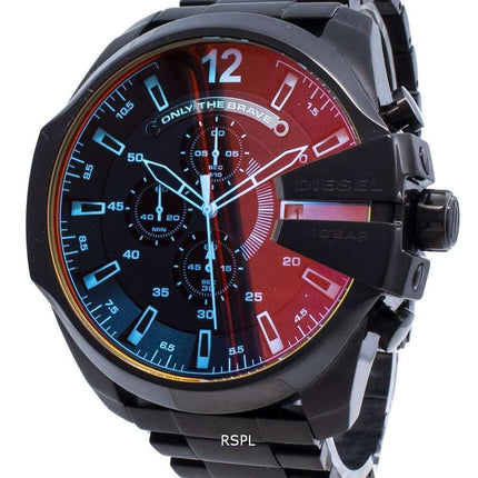 Refurbished Diesel Mega Chief black Ion Plated Brown Dial DZ4318 Men's Watch