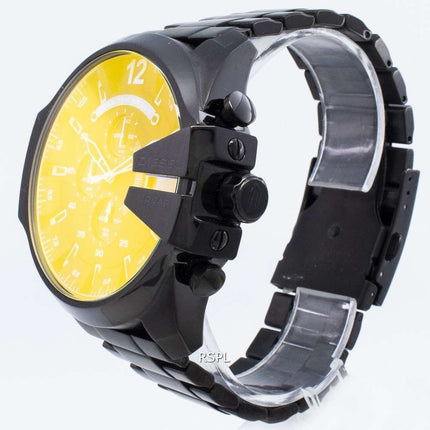 Refurbished Diesel Mega Chief black Ion Plated Brown Dial DZ4318 Men's Watch