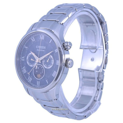 Refurbished Citizen Stainless Steel Moon Phase Blue Dial Eco-Drive AP1050-81L Men's Watch