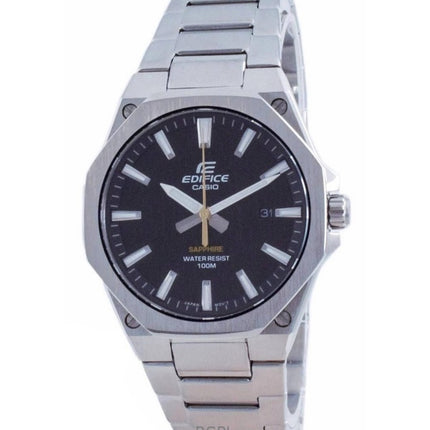 Refurbished Casio Edifice Slim Line Analog Stainless Steel Black Dial Quartz EFR-S108D-1A 100M Men's Watch