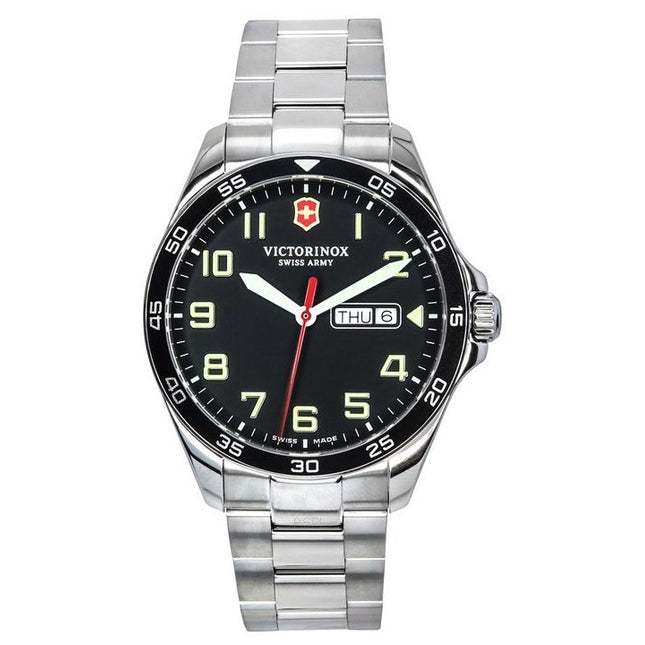 Victorinox Swiss Army FieldForce Stainless Steel Black Dial Quartz 241849 100M Mens Watch