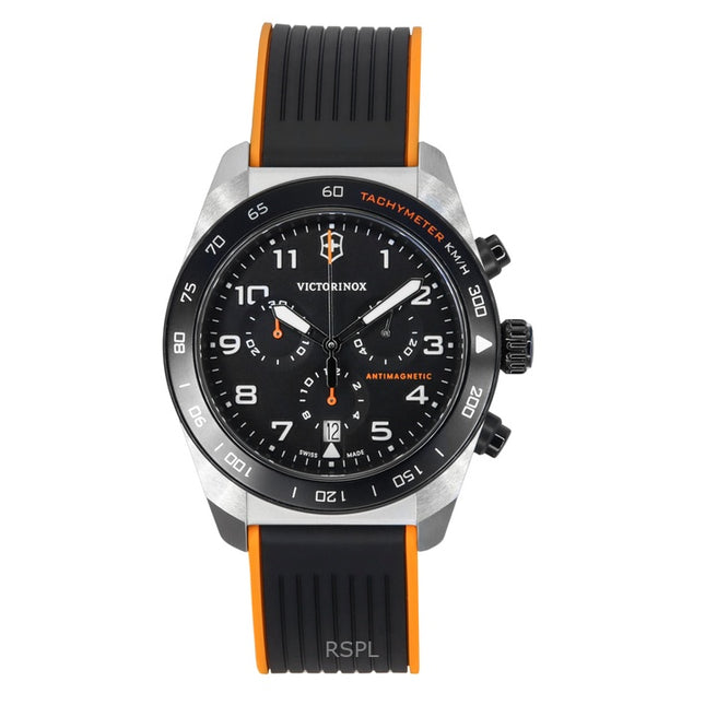 Victorinox Swiss Army Chronograph Rubber Strap Black Dial Quartz 242050 100M Men's Watch