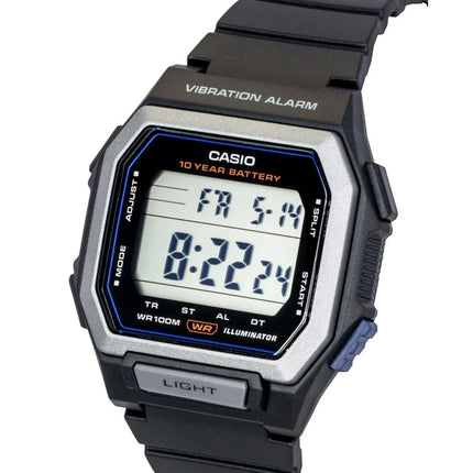 Casio Digital Resin Strap Black Dial Quartz W-738H-1AV 100M Men's Watch