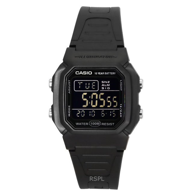 Casio Digital Black Dual Time Resin Strap Quartz W-800H-1BV 100M Men's Watch