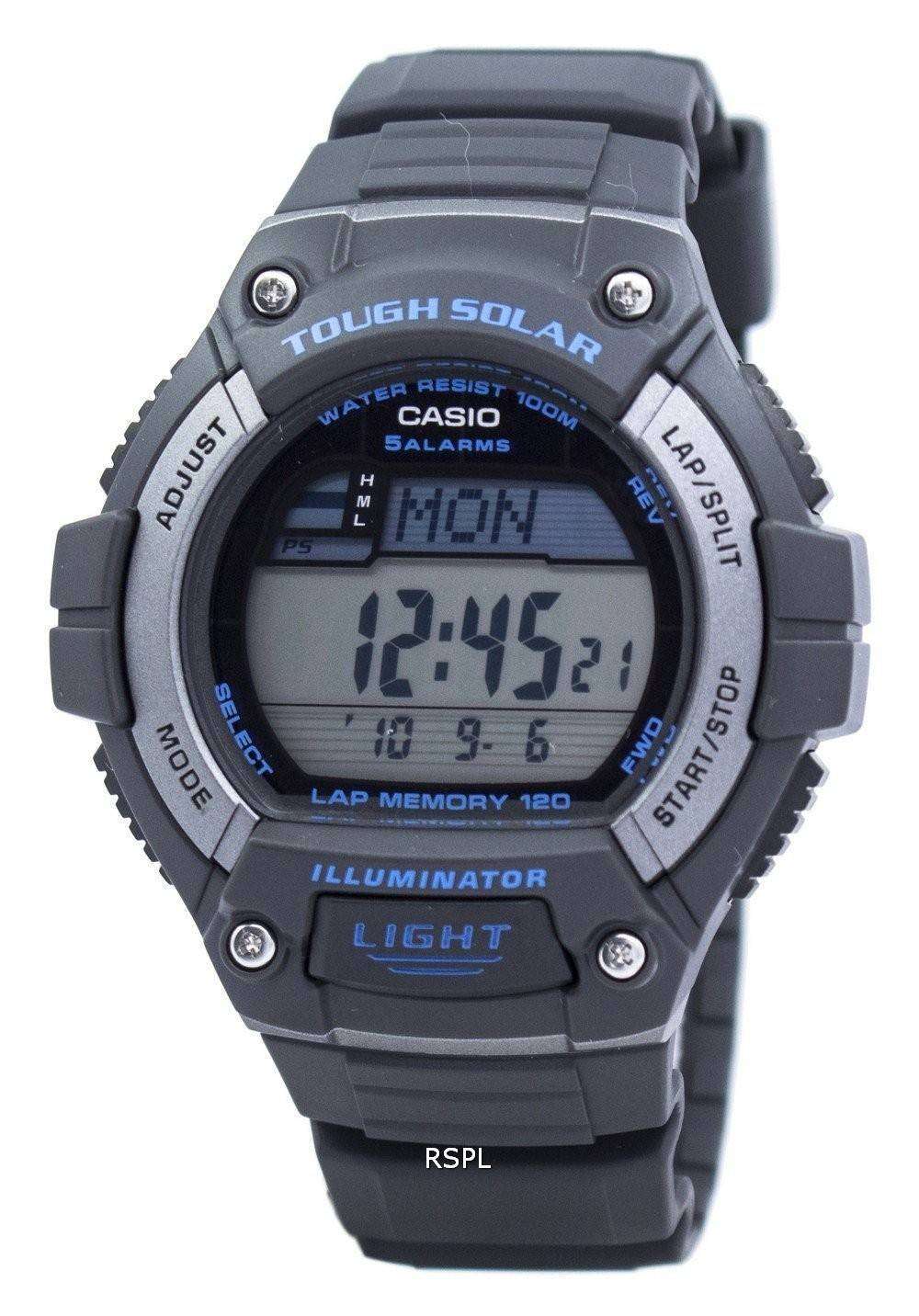 Casio Solor Casio Illuminator Tough Solar Lap Memory Alarm Digital W-S220-8AV Men'