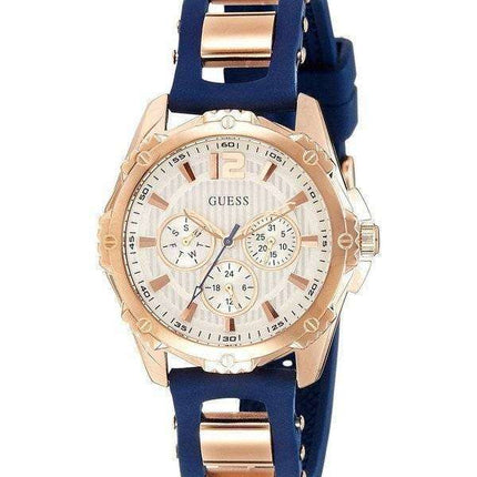 Guess Chronograph Rose Gold Plated Silicone Strap Quartz W0325L8 Women's Watch