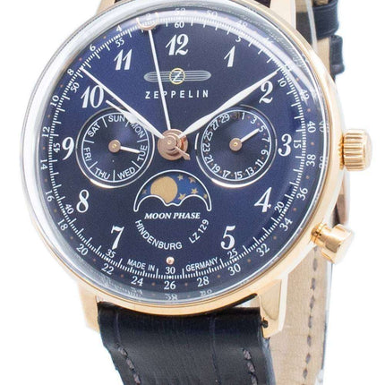 Zeppelin Hindenburg LZ129 7039-3 70393 Moon Phase Quartz Men's Watch
