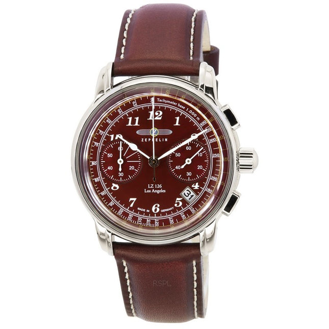 Zeppelin LZ126 Los Angeles Chronograph Burgundy Dial Quartz 76146 Men's Watch