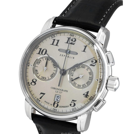 Zeppelin LZ127 Chronograph Leather Strap Champagne Dial Quartz 76785 Men's Watch
