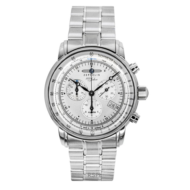 Zeppelin 100 Jahre Chronograph Stainless Steel White Dial Quartz 7680MB1 Men's Watch