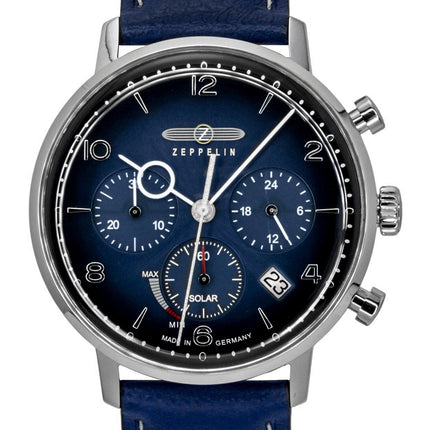 Zeppelin LZ 129 Hindenburg Chronograph Leather Strap Blue Dial Solar 80863n Men's Watch