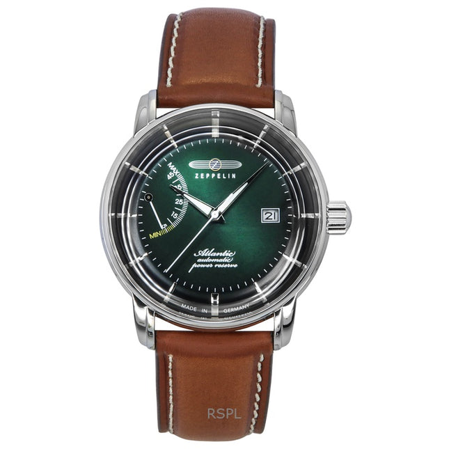 Zeppelin Atlantic Leather Strap Dark Green Dial Automatic 84624 Men's Watch