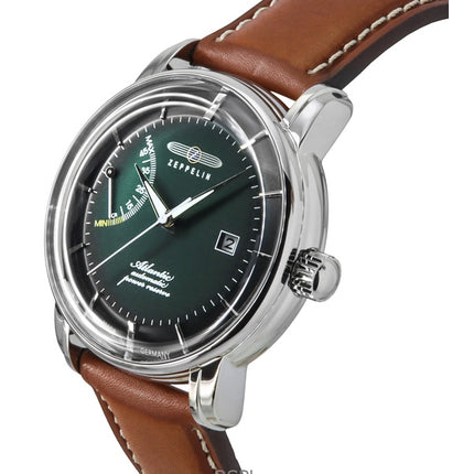 Zeppelin Atlantic Leather Strap Dark Green Dial Automatic 84624 Men's Watch