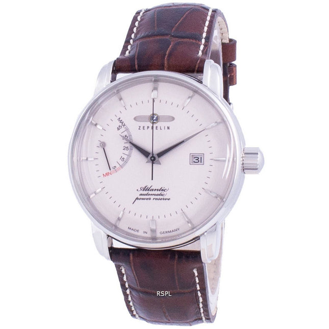 Refurbished Zeppelin Atlantic White Dial Leather Strap Automatic 8462-5 84625 Men's Watch
