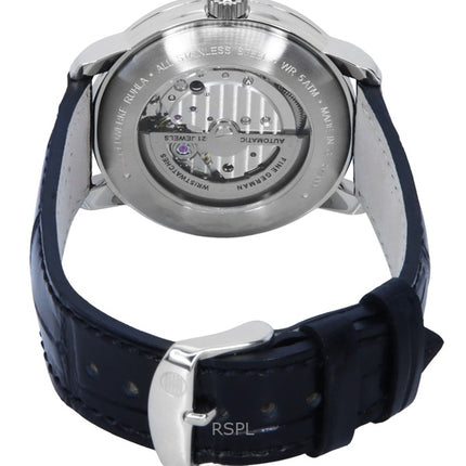 Zeppelin Friedrichshafen Leather Strap Silver Open Heart Dial Automatic 85664 Men's Watch