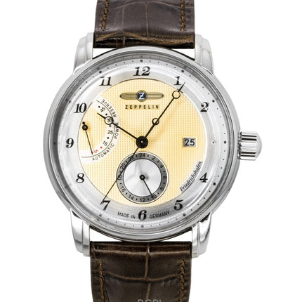 Zeppelin Friedrichshafen Brown Leather Strap Gold Dial Automatic 85905 Men's Watch