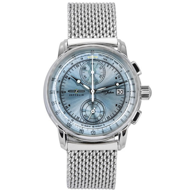Zeppelin 100 Jahre Ed 1 Chronograph Ice Blue Dial Quartz 8670M4 Mens Watch