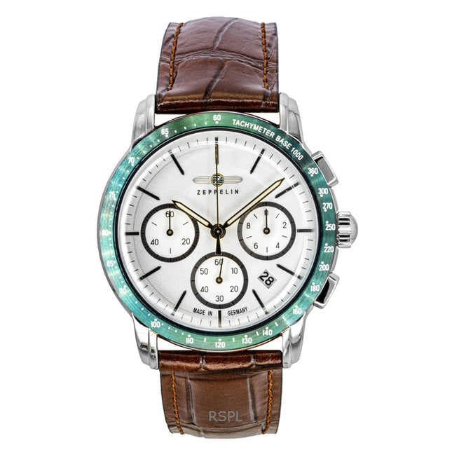 Zeppelin New York Chronograph Leather Strap White Dial Quartz 88784 Men's Watch
