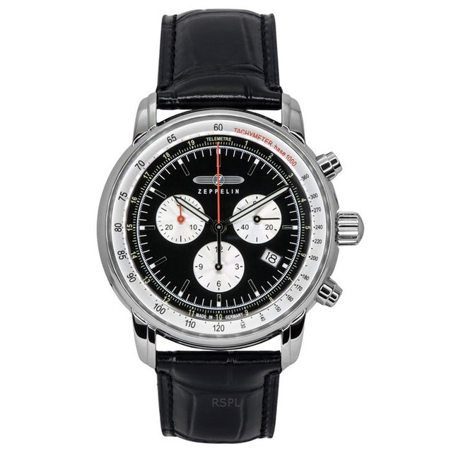 Zeppelin LZ 14 Marine Chronograph Leather Strap Black Dial Quartz 88882 Men's Watch