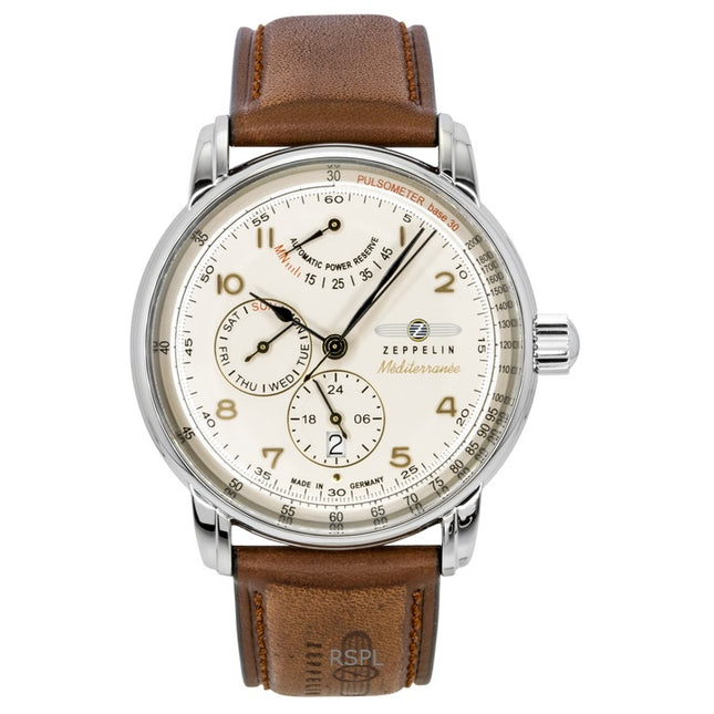 Zeppelin Mediterranee Leather Strap Champagne Dial Automatic 96905 Men's Watch