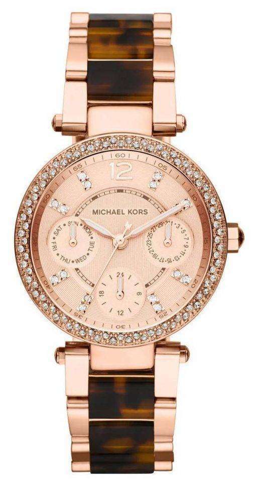 Michael Kors Rose Gold Tortoise-shell Crystals MK5841 Womens Watch