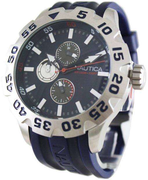Nautica Mens N15578G BFD 100 Multifunction Navy Blue Resin Watch