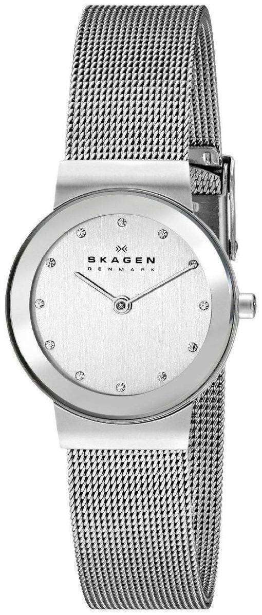 Skagen Classic Swarovski crystal Chrome Dial Mesh Bracelet 358SSSD Womens Watch